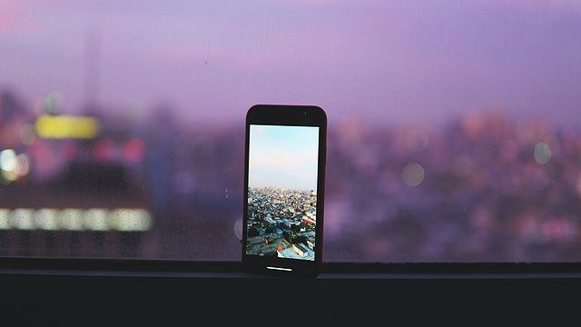 Phone windowsill dusk