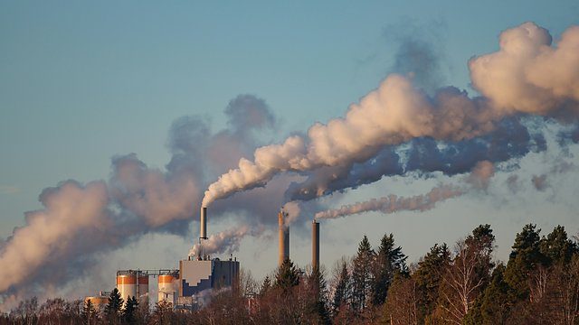 Paper mill smokestacks sweden