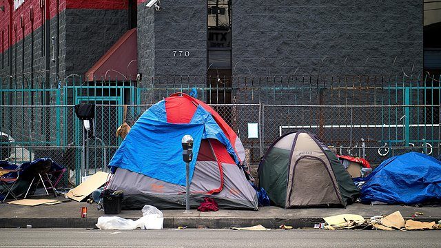 Tent encampment sidewalk