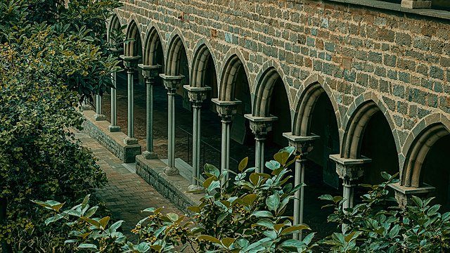 Cloister arches greenery