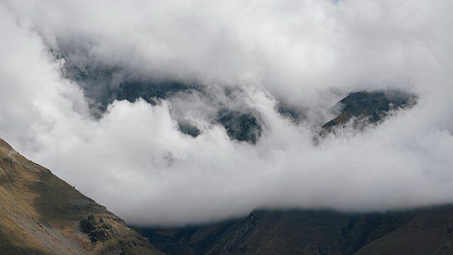 Peaks obscured by cloud