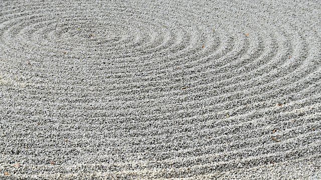 Zen garden circular raked sand