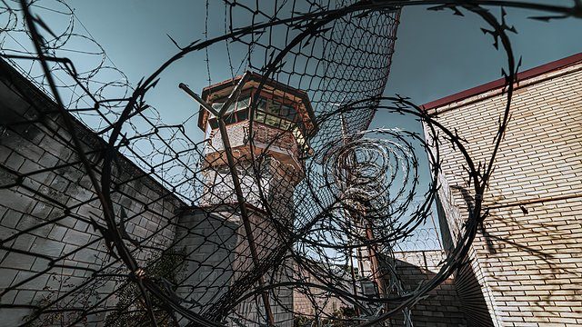 Prison watchtower razor wire color